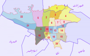 نقشه تهران شرق نمایندگی بیمه ایران